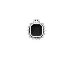 Antique Silver (plated) Jet Enamel Square Sun Focal 10.5x12.5mm