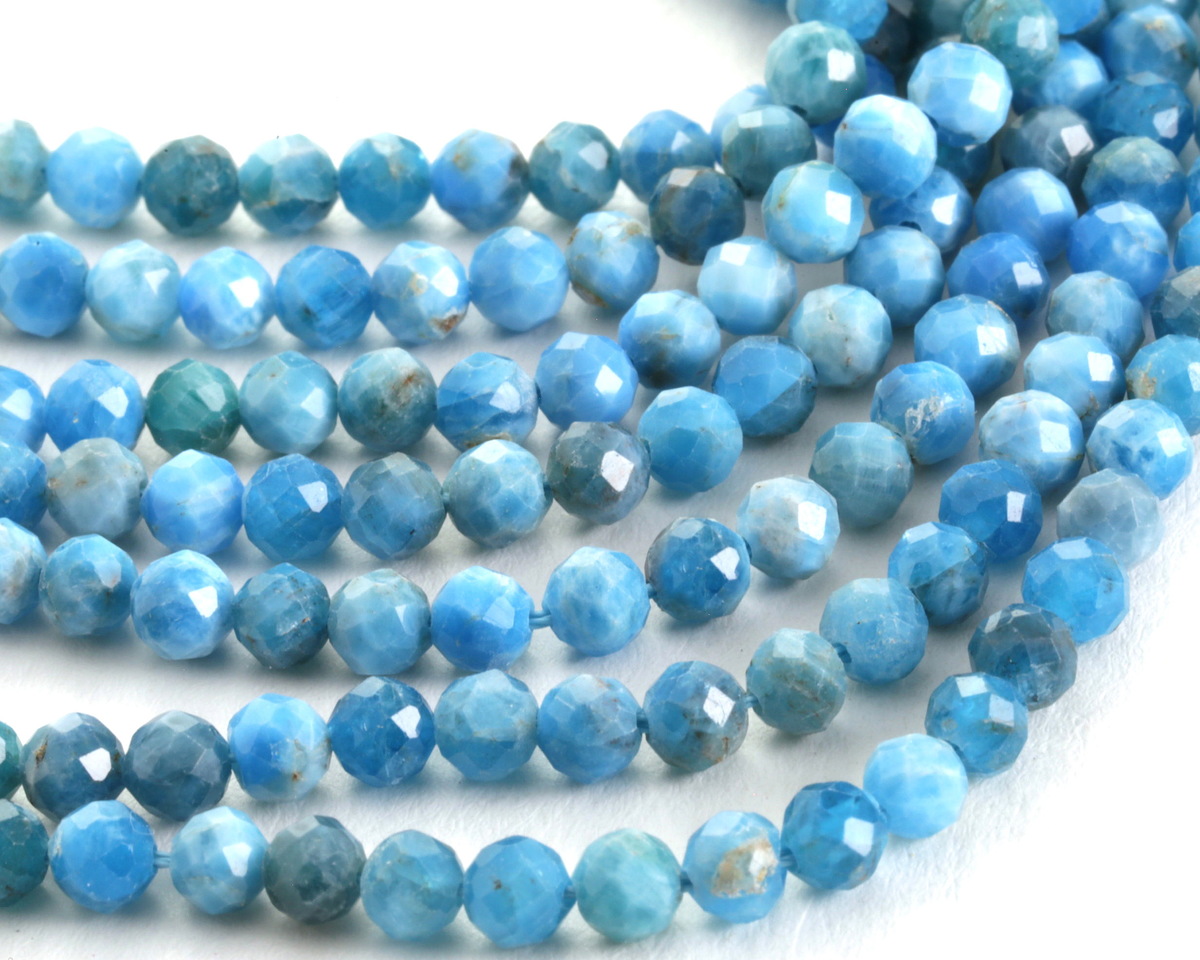 Pacific Blue Apatite (light) Faceted Round 4mm