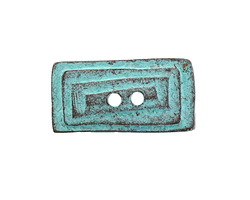 Mykonos Copper (plated) Patina Lined Rectangle Button 29x25mm