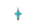 Antique Silver (plated) Turquoise Enamel Cross Focal 9x17mm