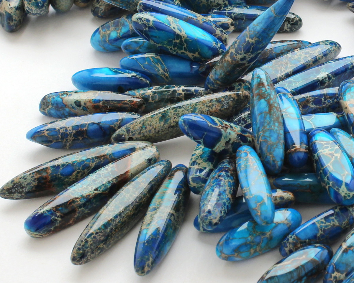 Teal (multi) Impression Jasper Graduated Stick 6-8x12-38mm