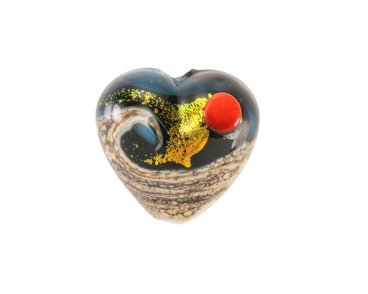 Grace Lampwork Romantic Isle Waves Heart 19-20mm