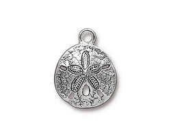 TierraCast Antique Silver (plated) Sand Dollar Charm 16x21mm