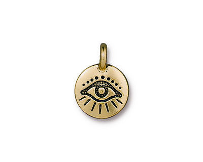 TierraCast Antique Gold (plated) Evil Eye Charm 12x17mm