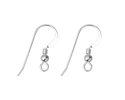 Sterling Silver Flat Earwire w/ Coil and Ball 20x12mm