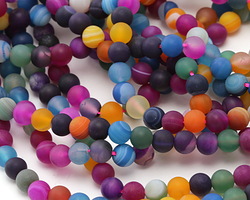 Jewel Tone Mix Line Agate (matte) Round 6mm