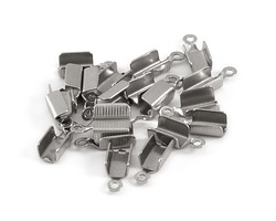 Stainless Steel Textured Foldover Cord End 13x5mm