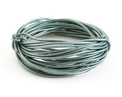 Metallic Sea Mist Round Leather Cord 2mm, 32 feet