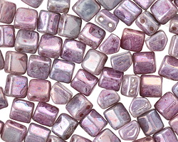 CzechMates Glass Metallic Amethyst Luster 2-Hole Roof Bead 6mm