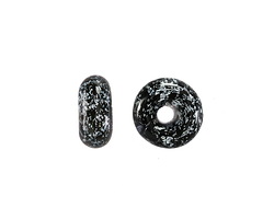 Unicorne Beads Glass Black Starburst Donut 4-6x9-11mm