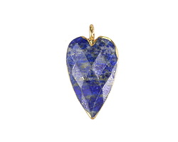 Lapis Faceted Heart Pendant w/ Gold Finish 13x20mm