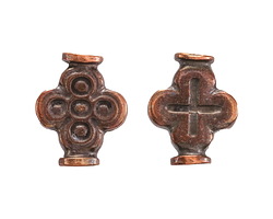 Mykonos Antique Copper (plated) Fluted Flower Cross Bead 18x15mm