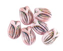 Czech Glass Matte Peppermint Twist w/ Metallic Rainbow Tulip 16x12mm