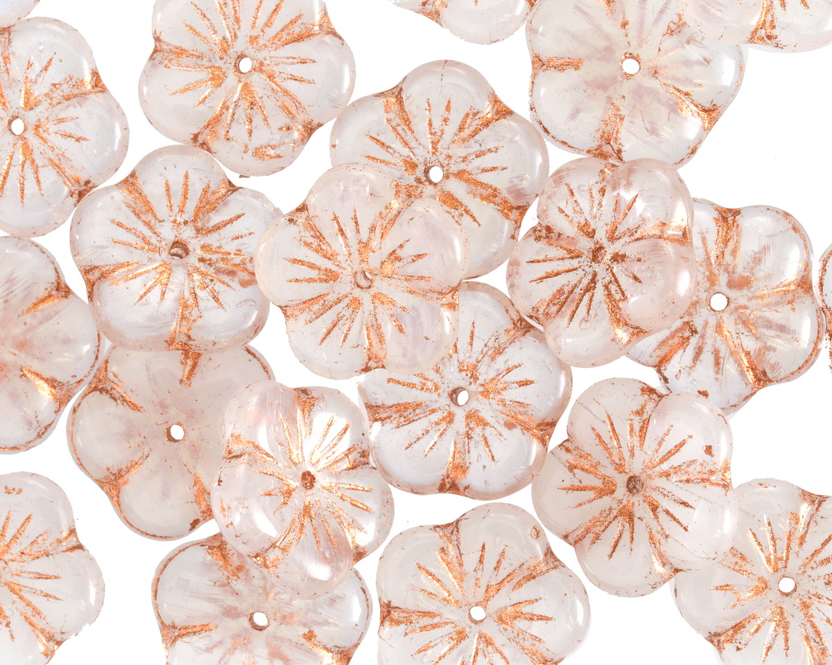 Czech Glass Crystal w/ Copper Wash Flower 14mm