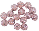 Czech Glass Rosaline AB w/ Silver Melon Round 8mm