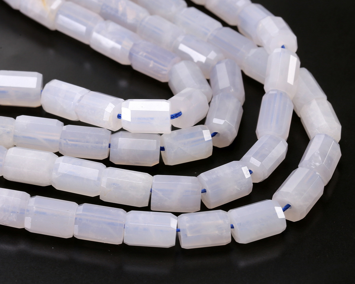 Blue Rose Quartz Faceted Tube 10x7mm