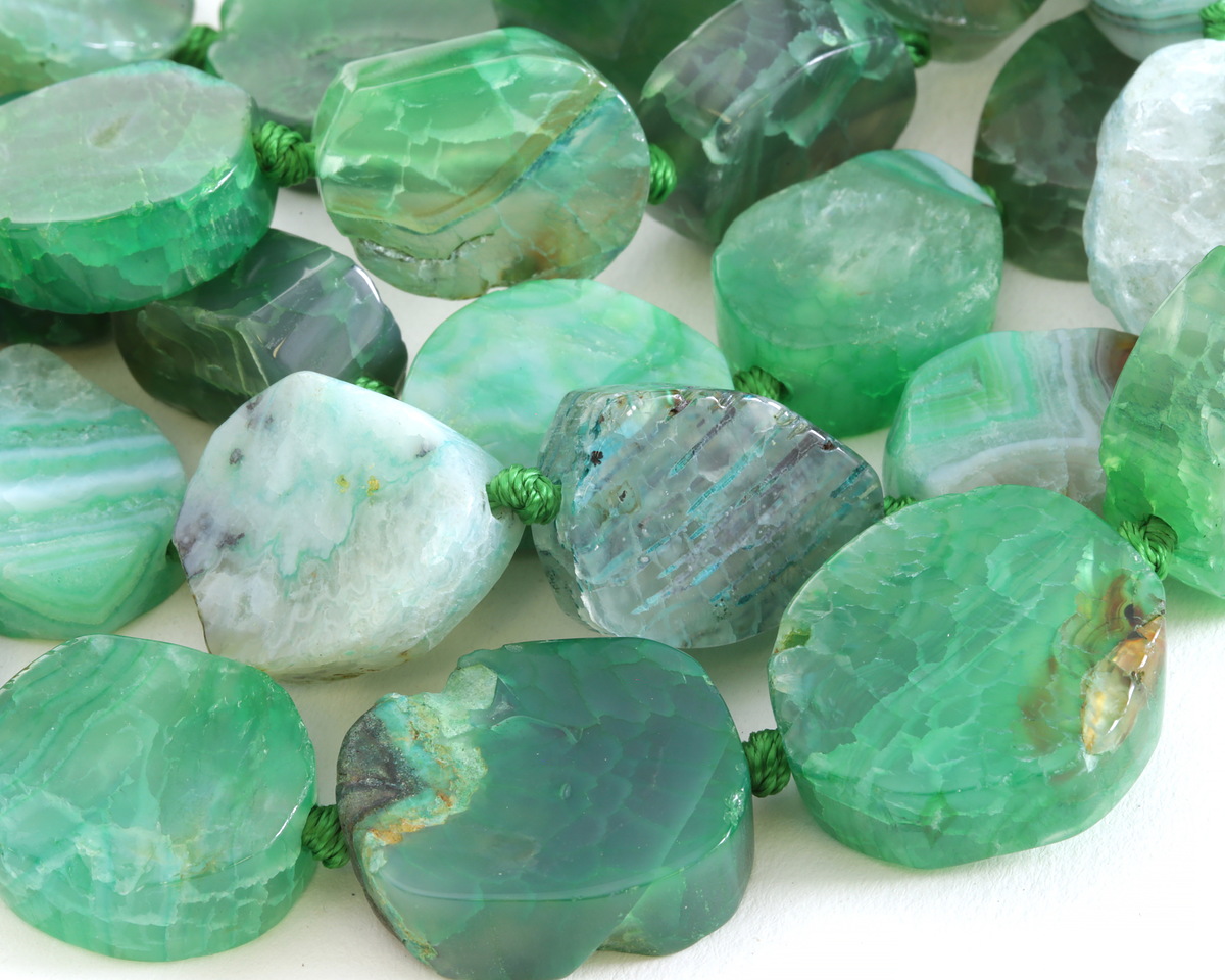 Apple Green Agate Nugget Slice 20-26mm