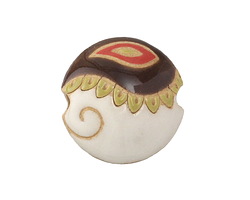 Golem Studio Ivory & Brown Paisley Carved Ceramic Lentil 23mm
