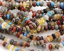 Multi Gemstone (Red Jasper, Howlite Turquoise, Citrine, Cherry Quartz, Jasper) Rondelle 4x6mm