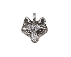 Green Girl Pewter Wolf Pendant 18x19mm