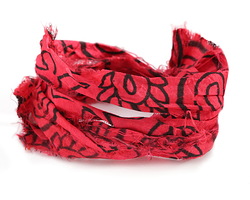 Cherry Paisley Print 100% Silk Sari Ribbon