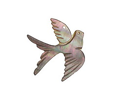 Black Lip Shell Carved Dove Focal 28x27mm