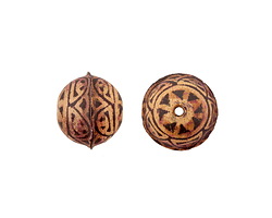 Hand Painted Natural Antique Brown Mandala Leather Round Bead 20-22mm