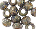 Czech Glass Etched Earth w/ Gold Lining Large Hole Fire Polished Rondelle 8x13mm