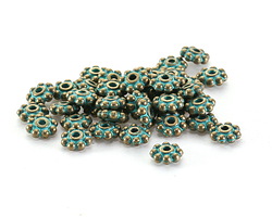 Patina Green Brass (plated) Daisy Spacer 6mm