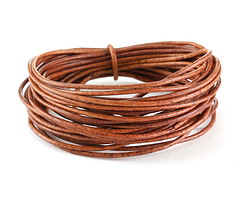 Natural Red Brown Round Leather Cord 1.5mm, 16 feet