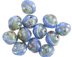 Czech Glass Cornflower Picasso UFO 10x12mm