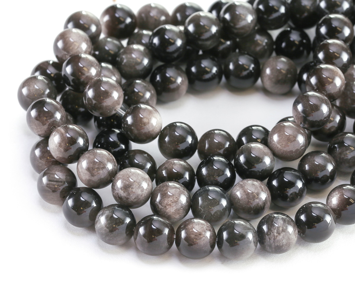 Silver Obsidian Round 10mm