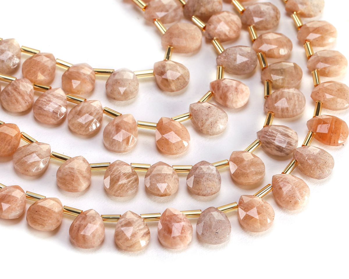 Peach Moonstone (A) Microfaceted Teardrop 8x10mm