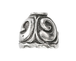 Mykonos Antique Silver (plated) Jumbo Spiral Tassel Cap / Cord End 22x24mm