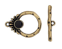 TierraCast Antique Brass (plated) w/ Black Setting Toggle 27x20mm, 27mm Bar