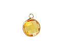 Yellow Crystal Round Drop in Gold Finish Bezel 12.8x16.5mm