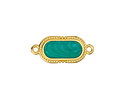 24K Gold (plated) Emerald Pearl Enamel Oval Focal Link 23x10mm