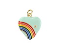 Sweet Mint Enamel w/ Rainbow & Gold Finish Heart Pendant 18x20mm