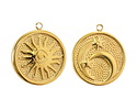 14K Gold (plated) Stainless Steel 2-sided Sun & Moon Focal 18x20mm