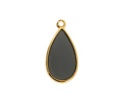 24K Gold (Plated) Transparent Jet Resin Drop Focal 13x23mm