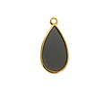 24K Gold (Plated) Transparent Jet Resin Drop Focal 13x23mm