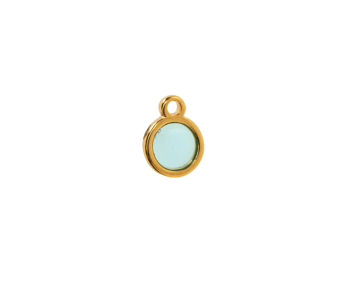 24K Gold (Plated) Transparent Sea Green Resin Round Focal 8x11mm