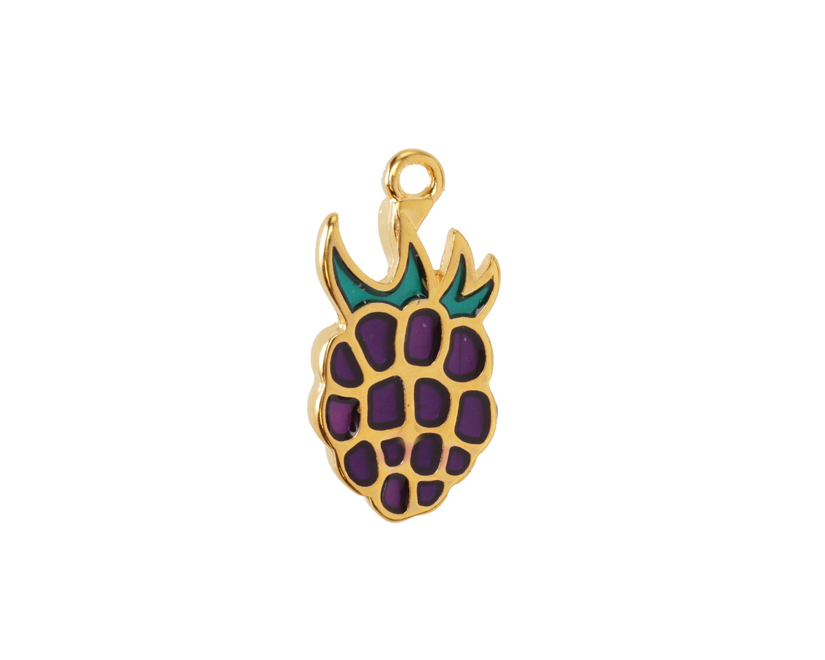 24K Gold (plated) Enameled Blackberry Focal 10x21mm