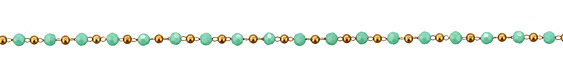 Turquoise Crystal & Brass Rounds Brass Bead Chain