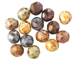 Czech Glass Fruit Cake Fire Polished Round 8mm