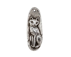 Green Girl Pewter Curious Cat Pendant 15x40mm