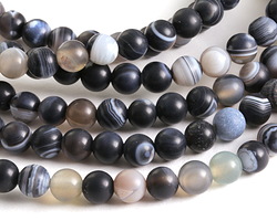 Black & Smoky Agate Round 6mm