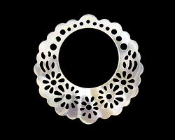 Mother of Pearl Floral Carved Off Center Donut 40mm