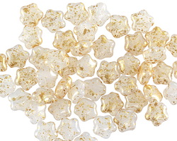 Czech Glass White Opal w/ Gold Flecks Star 6mm