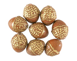 Czech Glass Matte Umber w/ Gold Acorn 12x10mm